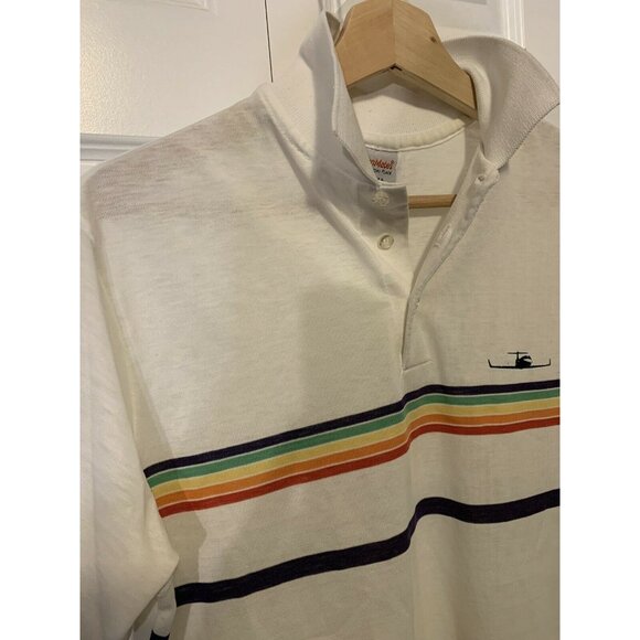 vintage 1980s rainbow polo t‎ shirt Men’s Sz L  Screen Mates - Picture 4 of 9